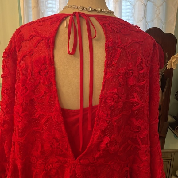 ❤️ NWT Free People LE FLEUR Floral Lace Babydoll Swing Mini Dress in Red. NWT. M - Picture 4 of 11